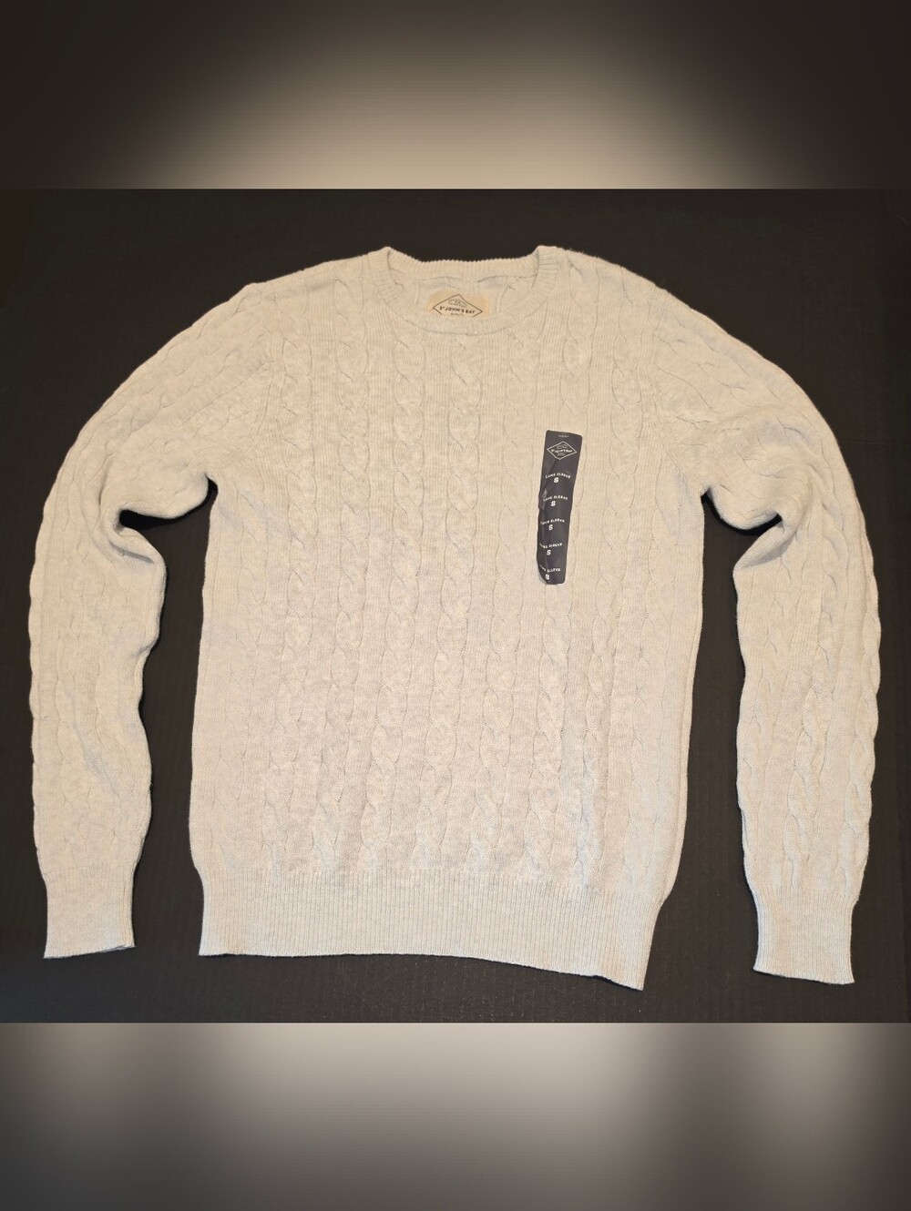 St. John's Bay Men's Cable Crewneck Sweater - Glacier Heather Sz S